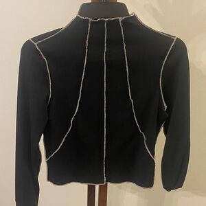 Black Long Sleeve Top with Contrast Stitching